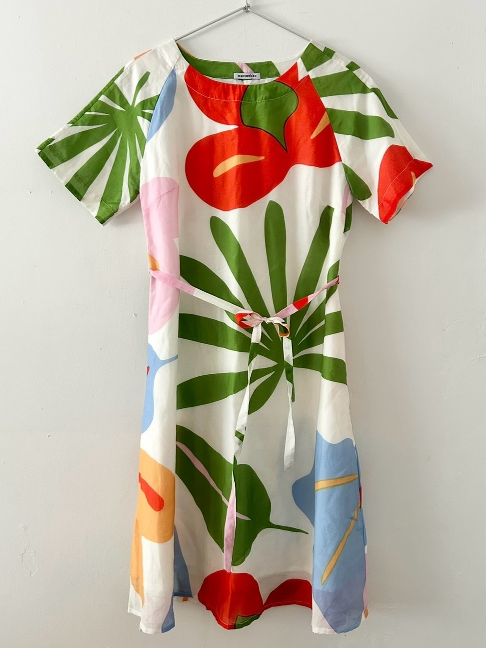 Marimekko Viidakko Jungle Floral A-Line Dress With Sash Pentti Rita Design